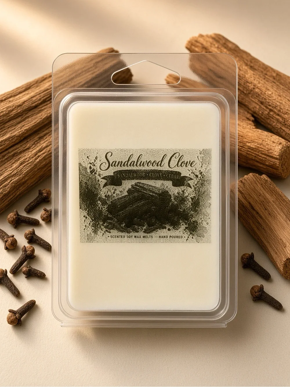Sandalwood Clove Soy Wax Melts | Hand Poured | Cedar Wood Spice